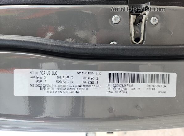 2C3CDXCT8JH124809 2018 DODGE CHARGER Gray Widok naklejki z numerem VIN
