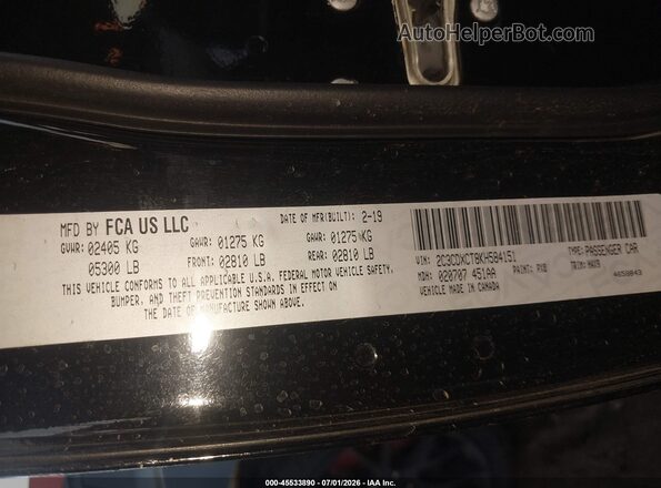 2C3CDXCT8KH584151 2019 DODGE CHARGER Black Вид підкапотного простору