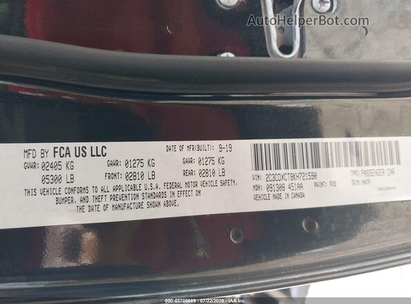 2C3CDXCT8KH721590 2019 DODGE CHARGER Black Widok komory silnika