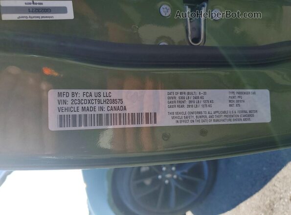 2C3CDXCT9LH208575 2020 DODGE CHARGER Green Engine compartment view