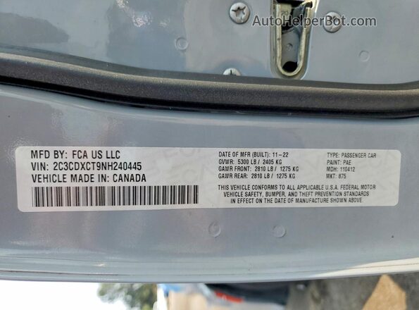 2C3CDXCT9NH240445 2022 DODGE CHARGER Серый Вид подкапотного пространства