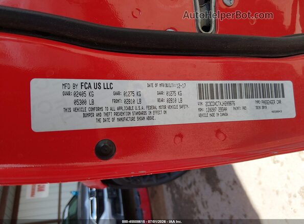 2C3CDXCTXJH209876 2018 DODGE CHARGER Red Vista del compartimento del motor