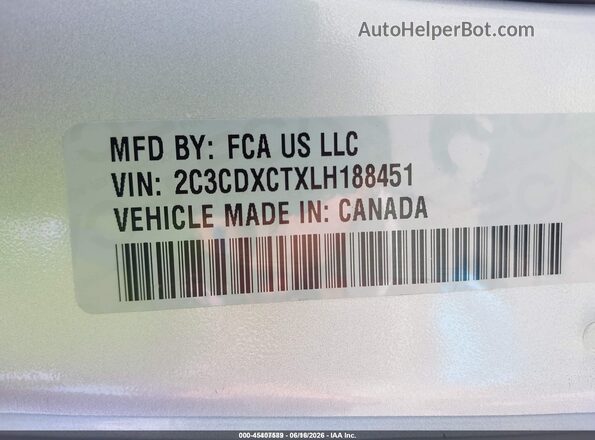 2C3CDXCTXLH188451 2020 DODGE CHARGER Silver Engine compartment view