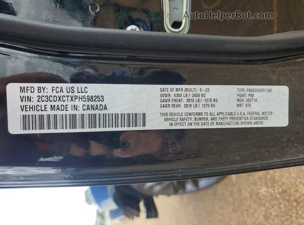 2C3CDXCTXPH598253 2023 DODGE CHARGER Черный Вид наклейки с VIN-кодом