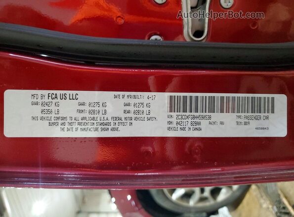 2C3CDXFG8HH590538 2017 DODGE CHARGER Burgundy Vista del compartimento del motor