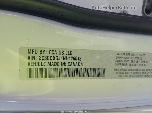 2C3CDXGJ1NH126013 2022 DODGE CHARGER White Widok komory silnika