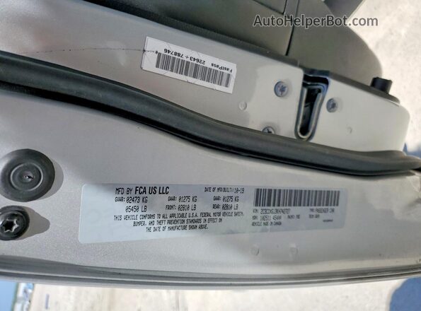 2C3CDXGJ3KH742727 2019 DODGE CHARGER Silver ძრავის განყოფილების ხედი