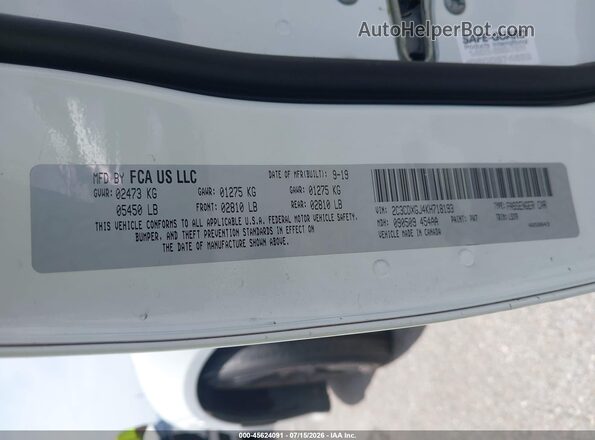 2C3CDXGJ4KH718193 2019 DODGE CHARGER White Вид підкапотного простору