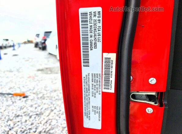 2C3CDXGJ4LH216253 2020 DODGE CHARGER Red Vista de la etiqueta del VIN