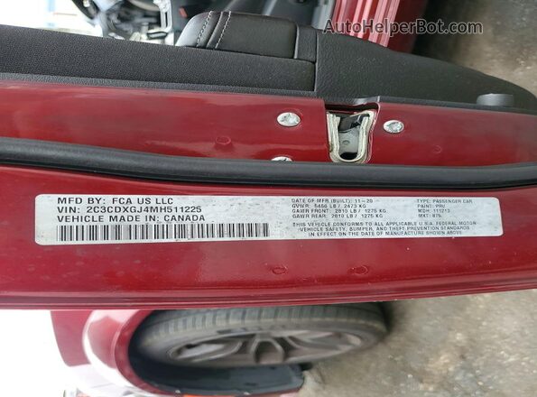 2C3CDXGJ4MH511225 2021 DODGE CHARGER Burgundy ძრავის განყოფილების ხედი