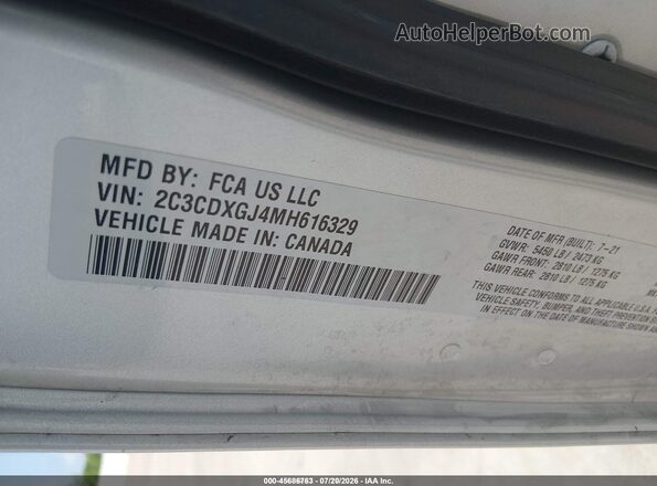 2C3CDXGJ4MH616329 2021 DODGE CHARGER Silver Engine compartment view