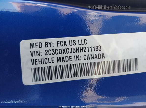 2C3CDXGJ5NH211193 2022 DODGE CHARGER Синий Вид подкапотного пространства