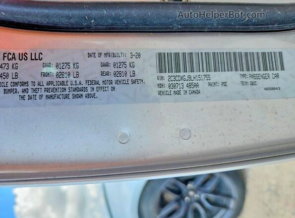 2C3CDXGJ9LH151755 2020 DODGE CHARGER Silver Շարժիչի բաժամունքի տեսք