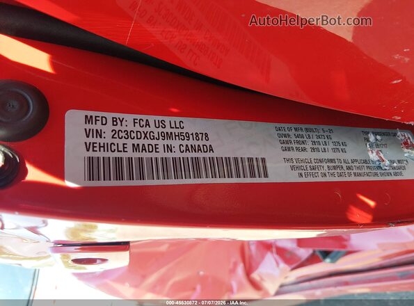 2C3CDXGJ9MH591878 2021 DODGE CHARGER Red Engine compartment view
