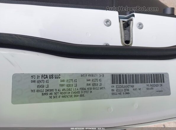 2C3CDXGJXJH277460 2018 DODGE CHARGER Белый Вид подкапотного пространства