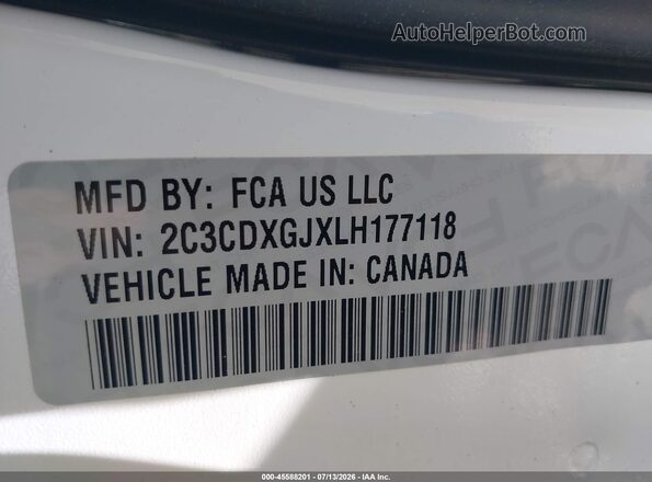 2C3CDXGJXLH177118 2020 DODGE CHARGER Белый Вид подкапотного пространства