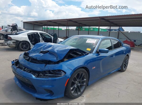 2C3CDXGJXMH666555 2021 DODGE CHARGER Blue წინა მარცხენა ხედი სამი მეოთხედიდან