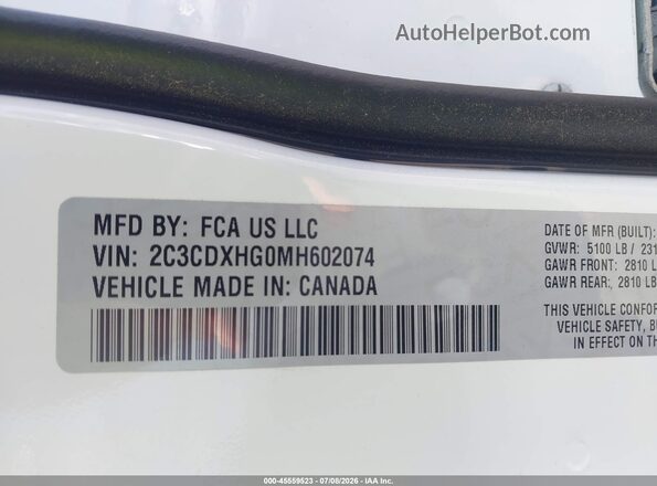 2C3CDXHG0MH602074 2021 DODGE CHARGER White Engine compartment view