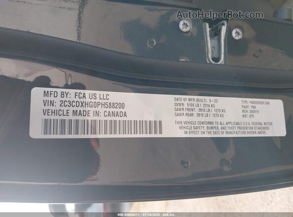 2C3CDXHG0PH588200 2023 DODGE CHARGER Black Вид підкапотного простору