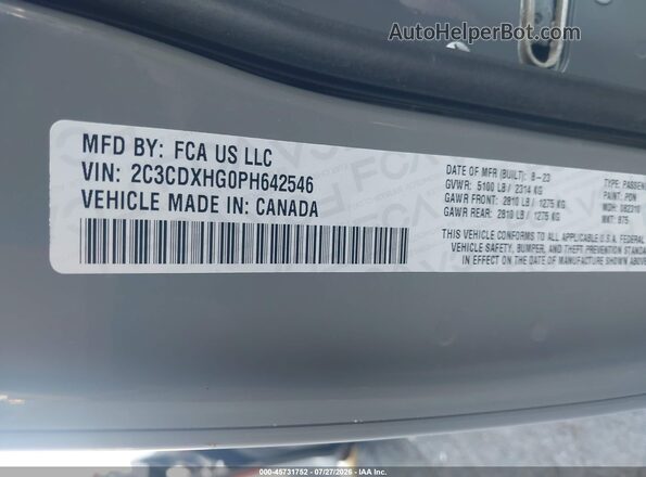 2C3CDXHG0PH642546 2023 DODGE CHARGER Gray Widok komory silnika