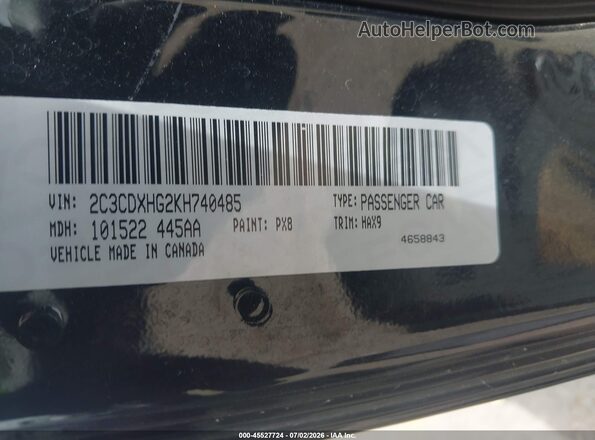 2C3CDXHG2KH740485 2019 DODGE CHARGER Black ძრავის განყოფილების ხედი