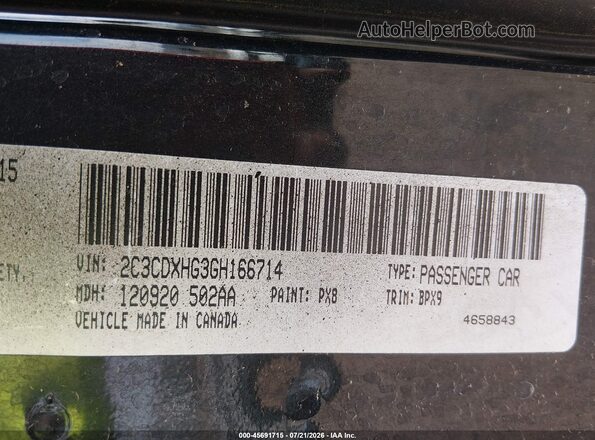 2C3CDXHG3GH166714 2016 DODGE CHARGER Black ძრავის განყოფილების ხედი