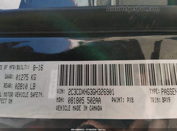 2C3CDXHG3GH326901 2016 DODGE CHARGER Black Vista del compartimento del motor