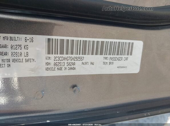 2C3CDXHG7GH292557 2016 DODGE CHARGER Gray Engine compartment view