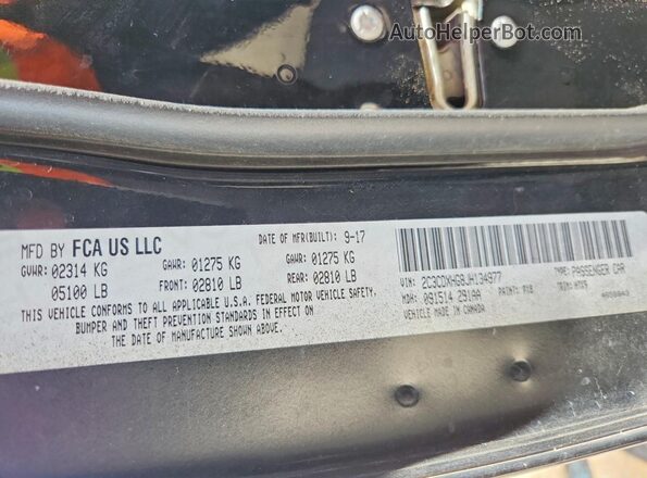 2C3CDXHG8JH134977 2018 DODGE CHARGER Black VIN sticker view