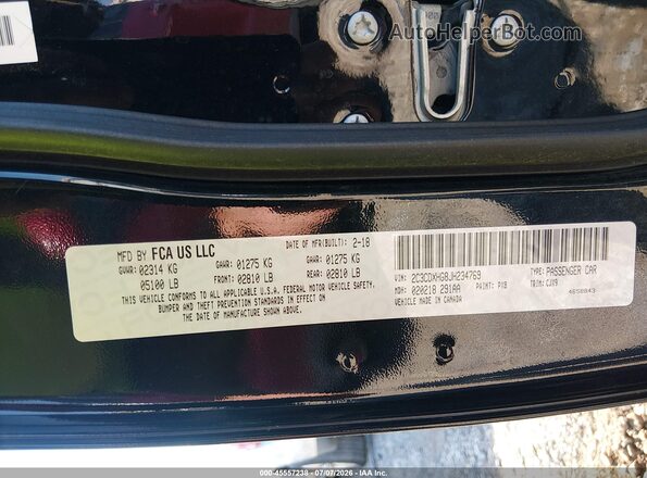 2C3CDXHG8JH234769 2018 DODGE CHARGER Black Вид підкапотного простору