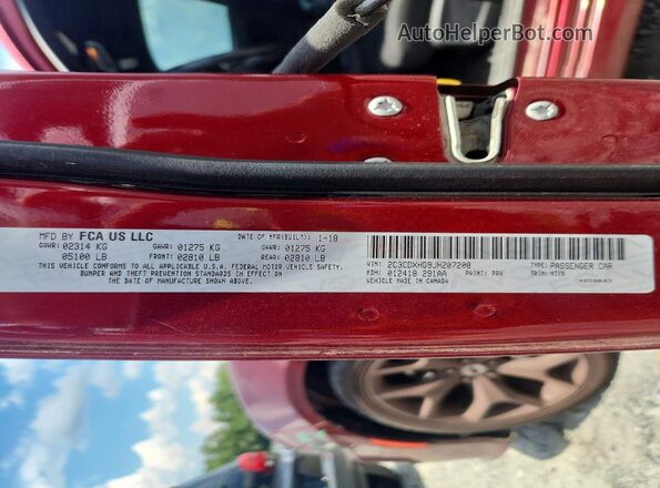 2C3CDXHG9JH207208 2018 DODGE CHARGER Burgundy Շարժիչի բաժամունքի տեսք