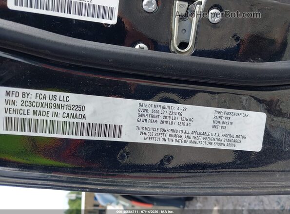 2C3CDXHG9NH152250 2022 DODGE CHARGER Black Vista del compartimento del motor