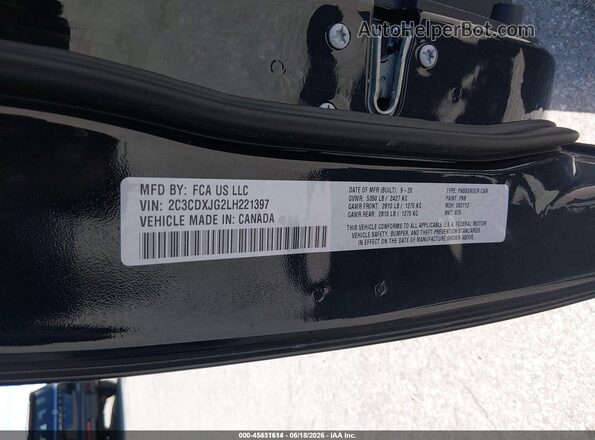 2C3CDXJG2LH221397 2020 DODGE CHARGER Черный Вид подкапотного пространства