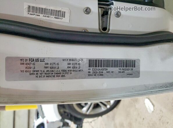 2C3CDXJG4JH207594 2018 DODGE CHARGER White VIN კოდის სტიკერის ხედი