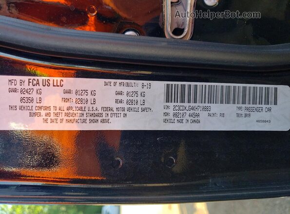 2C3CDXJG4KH710883 2019 DODGE CHARGER Black Engine compartment view