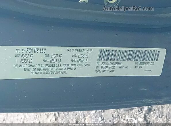 2C3CDXJG6KH523998 2019 DODGE CHARGER Gray Widok komory silnika