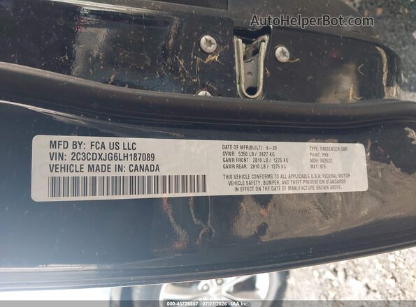 2C3CDXJG6LH187089 2020 DODGE CHARGER Black Вид підкапотного простору