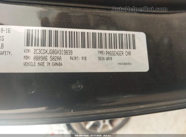 2C3CDXJG8GH319839 2016 DODGE CHARGER Black Engine compartment view