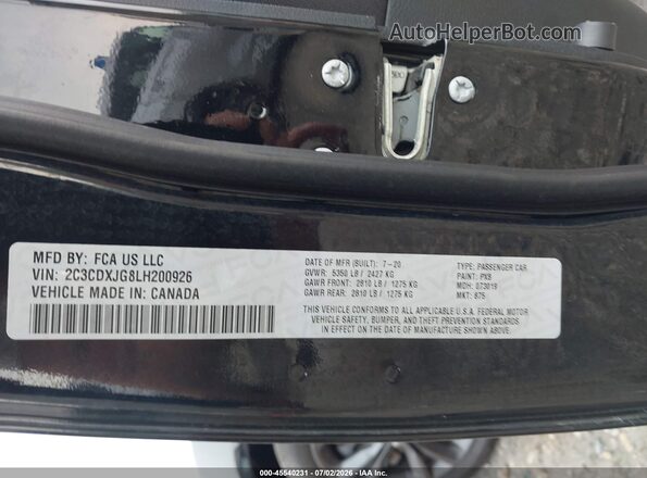 2C3CDXJG8LH200926 2020 DODGE CHARGER Black Engine compartment view