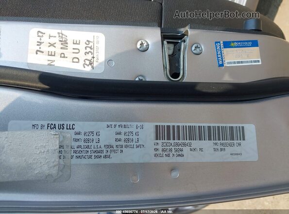 2C3CDXJG9GH286432 2016 DODGE CHARGER Silver Engine compartment view