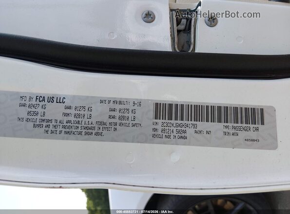 2C3CDXJGXGH341793 2016 DODGE CHARGER White Vista del compartimento del motor