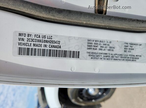 2C3CDXKG8NH203472 2022 DODGE CHARGER White Widok komory silnika