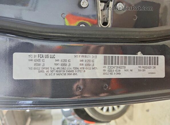 2C3CDXKT2KH622720 2019 DODGE CHARGER Black VIN sticker view
