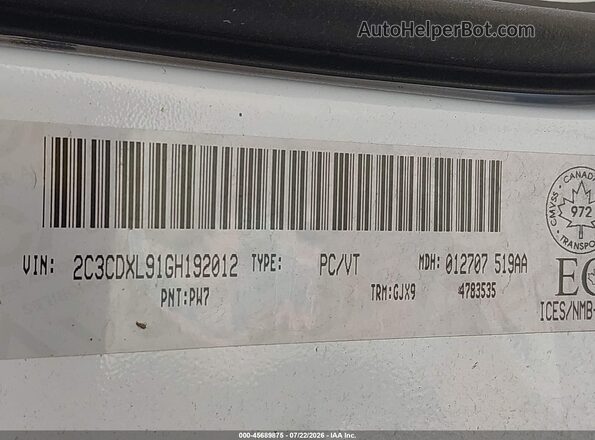 2C3CDXL91GH192012 2016 DODGE CHARGER Белый Вид подкапотного пространства