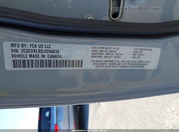 2C3CDXL93LH244010 2020 DODGE CHARGER Gray Engine compartment view