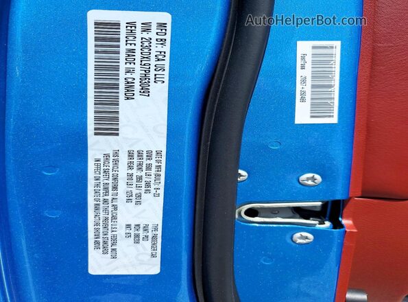 2C3CDXL97PH630497 2023 DODGE CHARGER Blue Vista del compartimento del motor