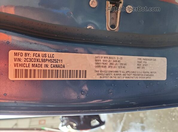 2C3CDXL98PH525211 2023 DODGE CHARGER Blue ძრავის განყოფილების ხედი