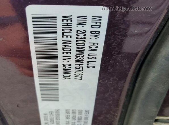 2C3CDXMG3MH570677 2021 DODGE CHARGER Purple Շարժիչի բաժամունքի տեսք
