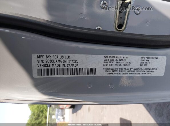 2C3CDXMG8NH214226 2022 DODGE CHARGER Gray Вид підкапотного простору