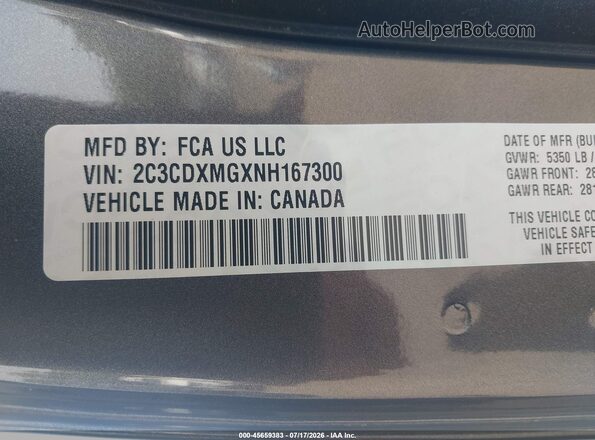 2C3CDXMGXNH167300 2022 DODGE CHARGER Gray Engine compartment view